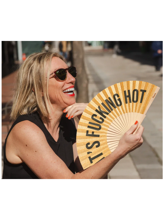 "It's Fucking Hot" Hand Fan Glitter