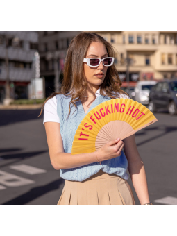 It's Fucking Hot Fan Yellow and Pink