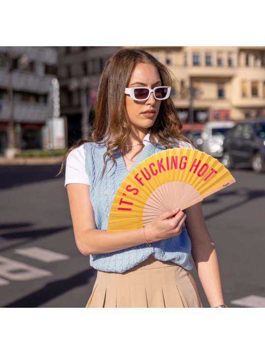It's Fucking Hot Fan Yellow and Pink