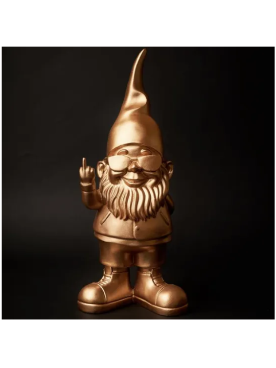 Statuette Gnome Fuck doré 12 cm – Déco Insolente & Design Original