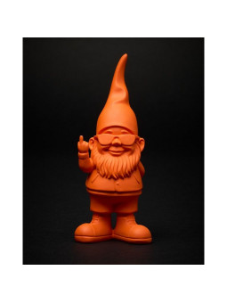 Matte orange Gnome Fuck statuette 12 cm – Insolent decoration & original design