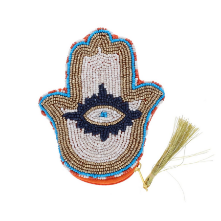 Porte-Monnaie Main de Fatma Brodé – Accessoire Protecteur en Perles | Maison Thomassin