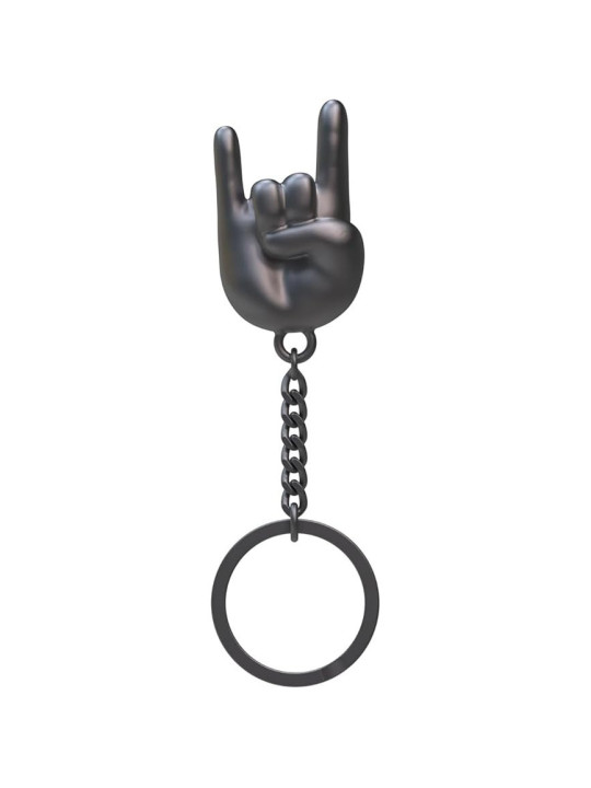 Rock Hand Keychain - black