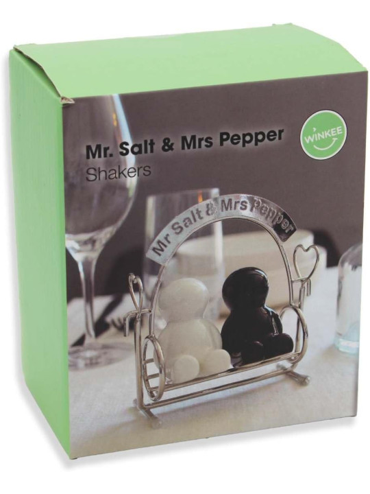 Salière/Poivrière “M. Sel & Mme Poivre” – Duo en céramique sur balançoire