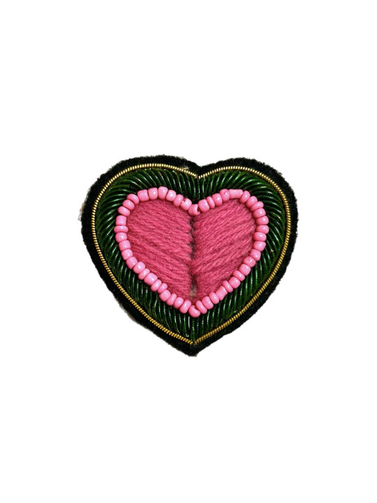 Green and Pink Heart Brooch