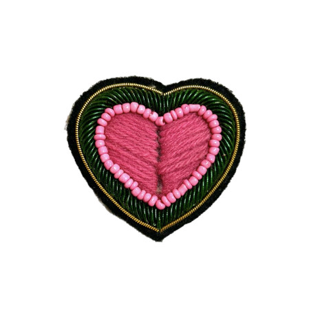 Green and Pink Heart Brooch