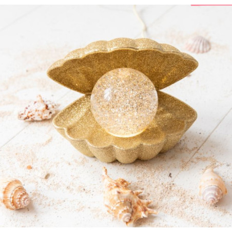 Lampe Coquillage dorée à paillettes